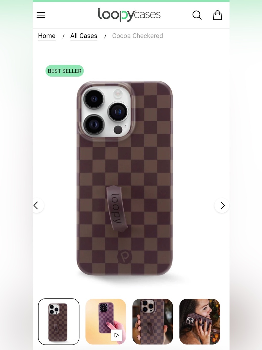 Loopy Case Cocoa Checkered Phone Case - Brown I phone 14 Pro Max